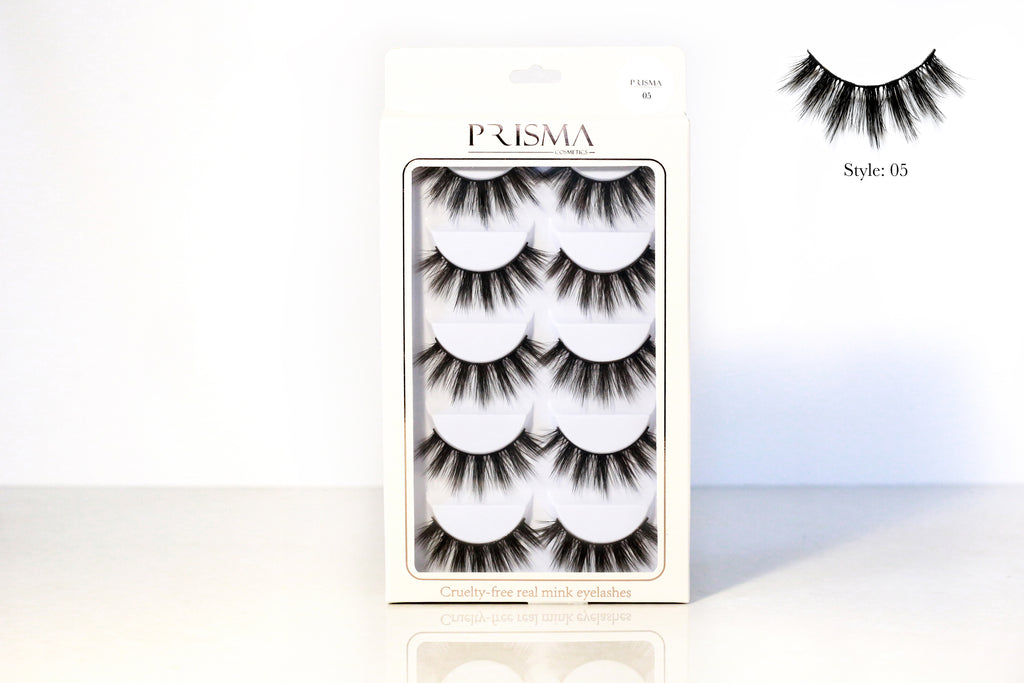 Multi pack contains 5 pair of real ultra soft and natural look cruelty-free mink eyelashes. The ultra fine strands makes them look very natural and its light weight structure makes them very comfortable for that special occasion or your daily beautiful look.